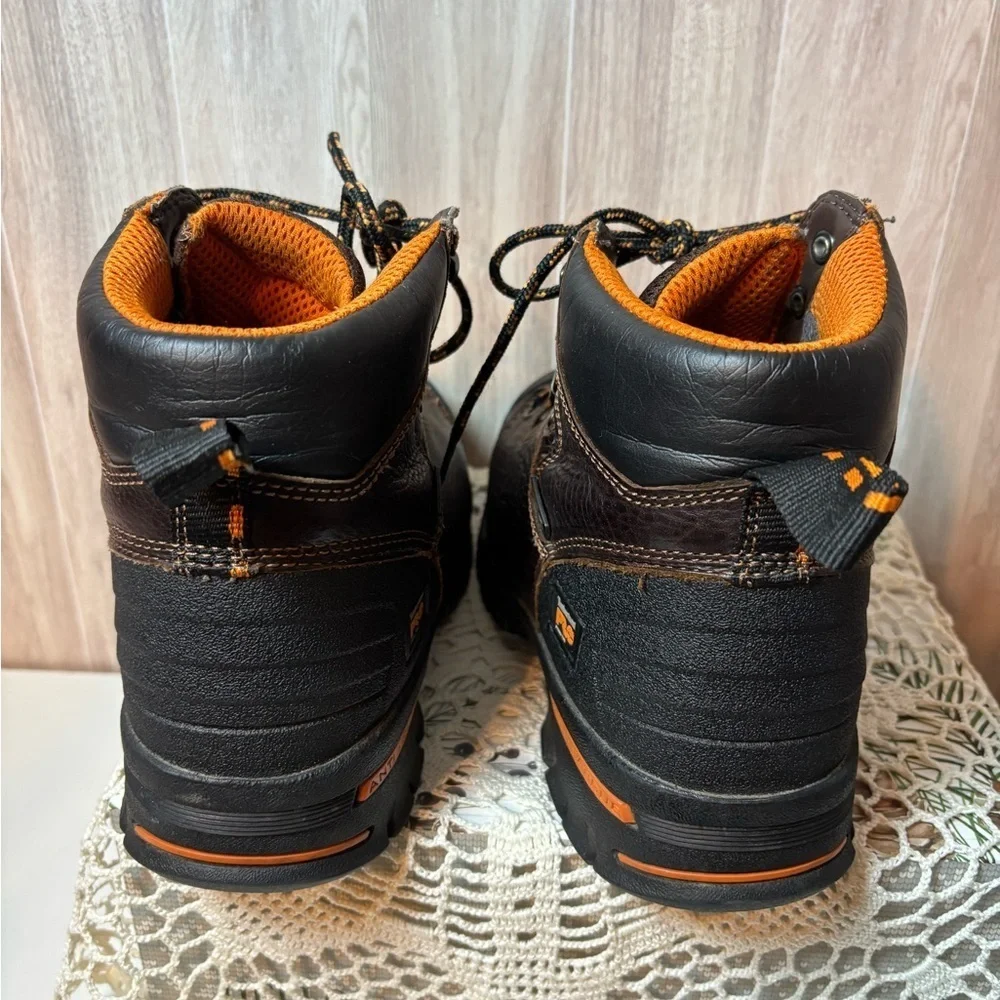 Timberland PRO Black Brown and Orange Work Boots Size 9W